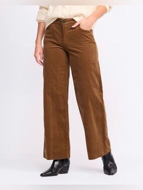 $109 New Kut From The Kloth Size 12 Meg Corduroy High Rise Wide Leg Pants Brown